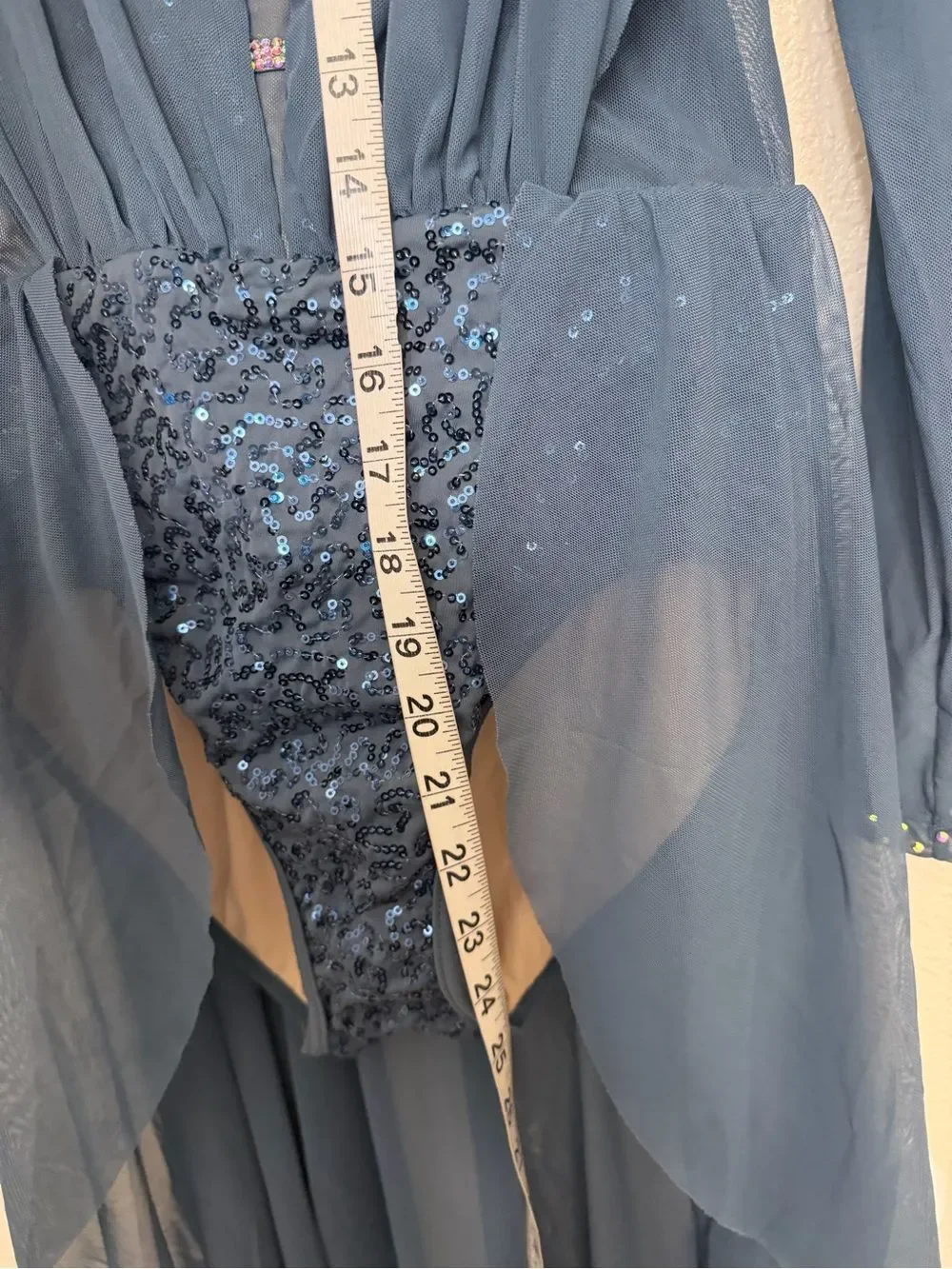 WEISSMAN Elite Dance maxi teal blue dress Levitating D13002 SA-Small adult
